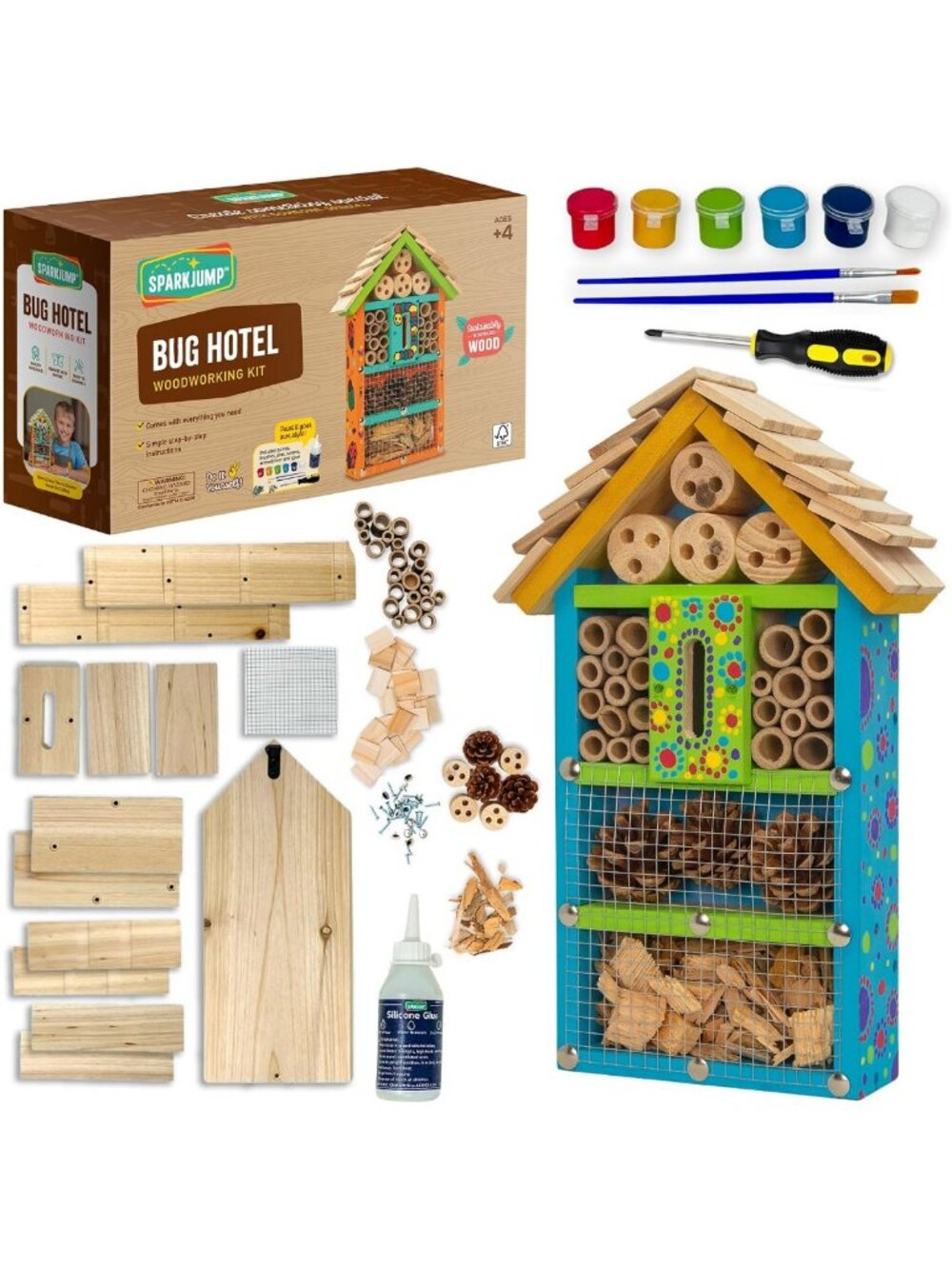 Deluxe Bug Hotel Kit for Kids | Easy DIY Wooden Insect House Craft Set